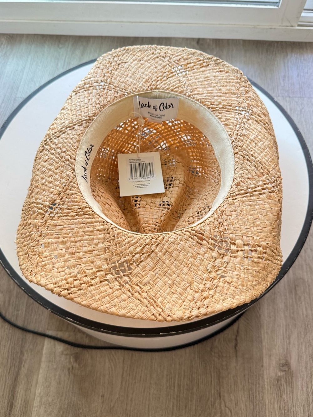 lack of color sundance tan straw raffia cowboy fedora crown summer hat medium - Picture 5 of 7